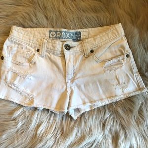 Roxy off-white short cut-off jean shorts
